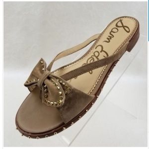 Sam Edelman Dariel Tan Suede Bow Studded Flats 10